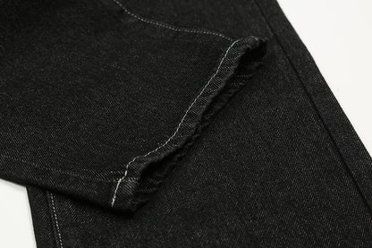 Waist Cashew Print Letter Pactchwork Ripped Jeans Pants Mens Streetwear Straight Washed Retro Oversized Casual Denim Trousers