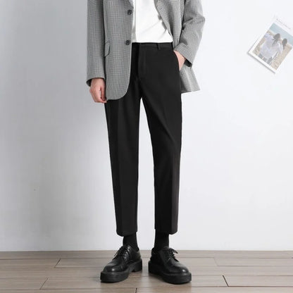 saferido Men's Fashion Casual Pants Slim Fit British Style Business Thicken Woollen Pants Streetwear Trousers 4 Color Suit Pants