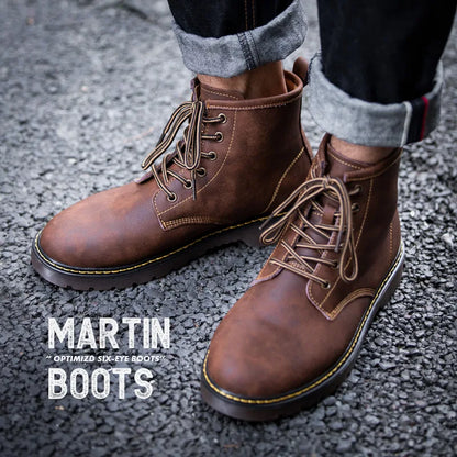 saferido Maden Vintage Men's Boots Genuine Leather Ankle Boots Autumn Winter Warm Fashion Shoes  British Style Brand Outdoor Safety Shoes
