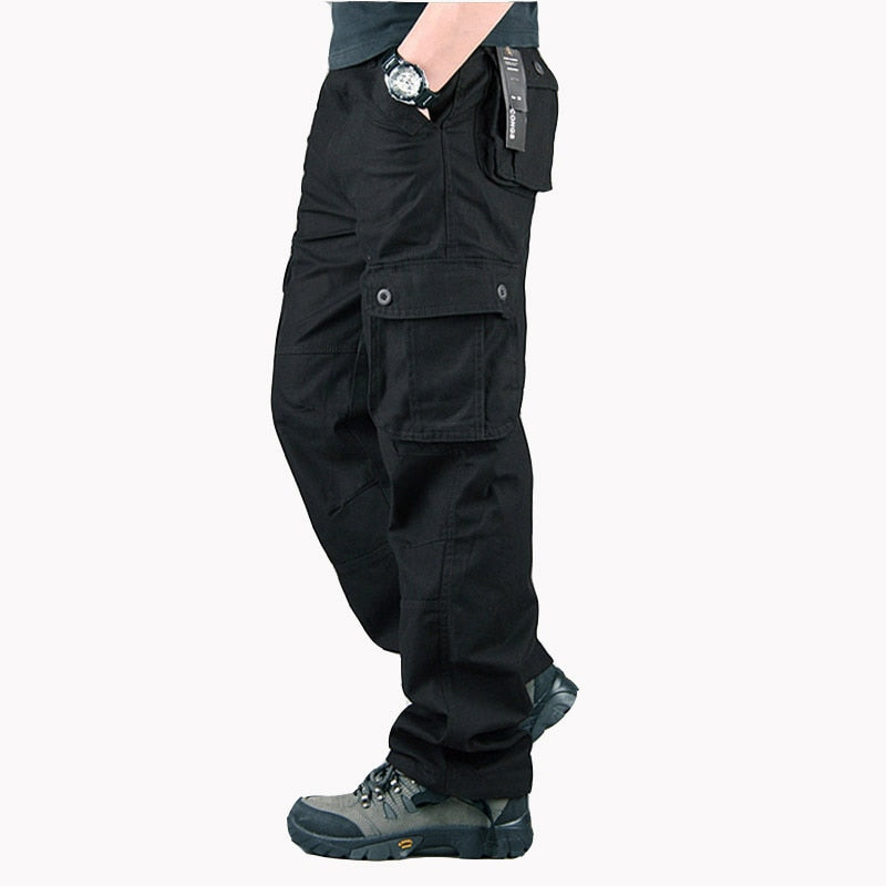 Men's Spring Multi Pockets Military Tactical Cargo Pants Male Outwear Army Straight Slacks Casual Long Trousers Plus Size 44