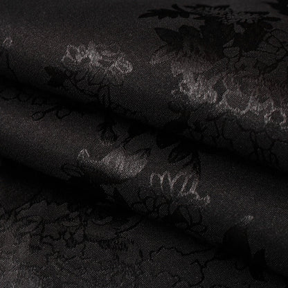 Harajuku Men Shirts Black Flower Print Short Sleeve Single Breasted Loose Shirt  Hip Hop Beach Casual Streetwear Unisex