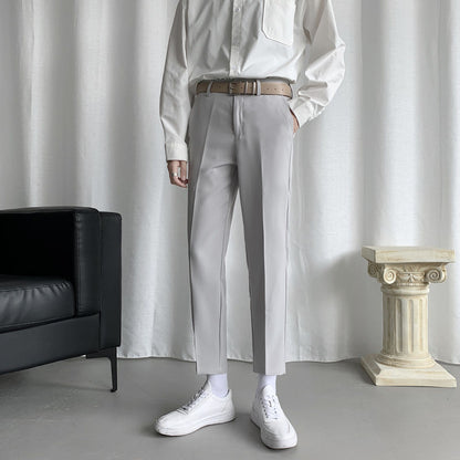 Korean Style Suit Pants Men Slim Fashion Solid Color Business Society Dress Pants Men Straight Pants Men Soffice Formal Trousers