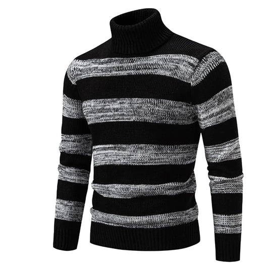 High Quality Men's New Autumn and Winter Casual Warm Neck Sweater Knit Pullover Warm Tops