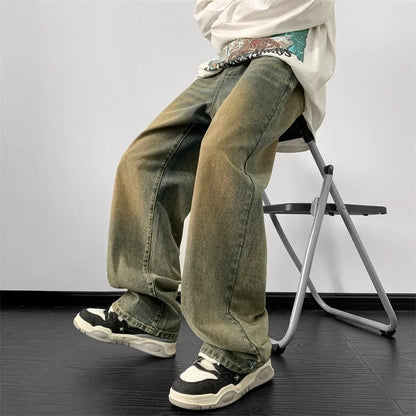 Jeans men Spring Wide Leg Jeans Male Loose Straight Denim Pants Harajuku Vintage Blue Jean Trouser Streetwear Clothes