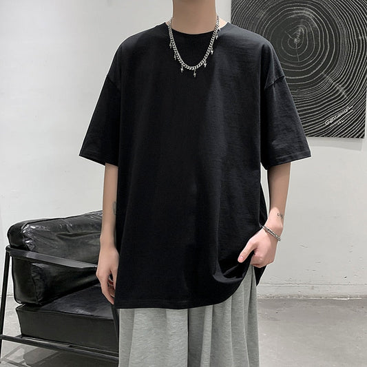 Men Oversized Graphic Solid T Shirts Colorfuls 100% Cotton  Mens White Classical Tee Male Short Sleeve O-Neck Tops