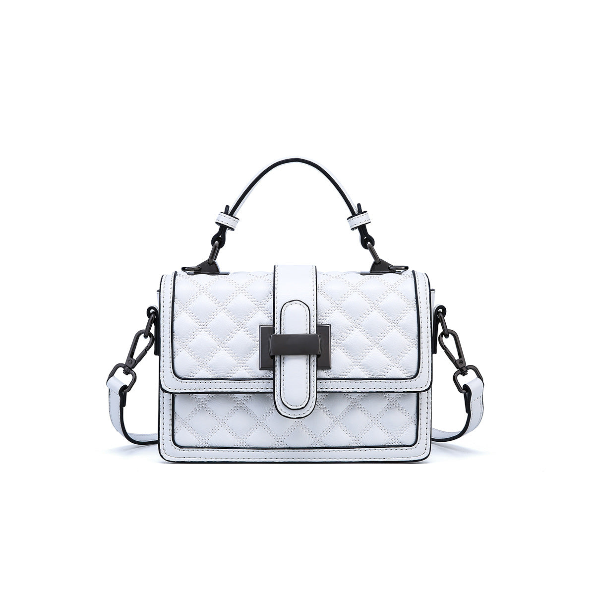 Women's bag summer first-layer leather handbag popular trendy fashion versatile texture diamond messenger bag bag