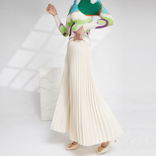 2025 pendant feeling high waist wide leg pants women's fashion Popular style loose solid color long versatile pleated casual trousers skirt