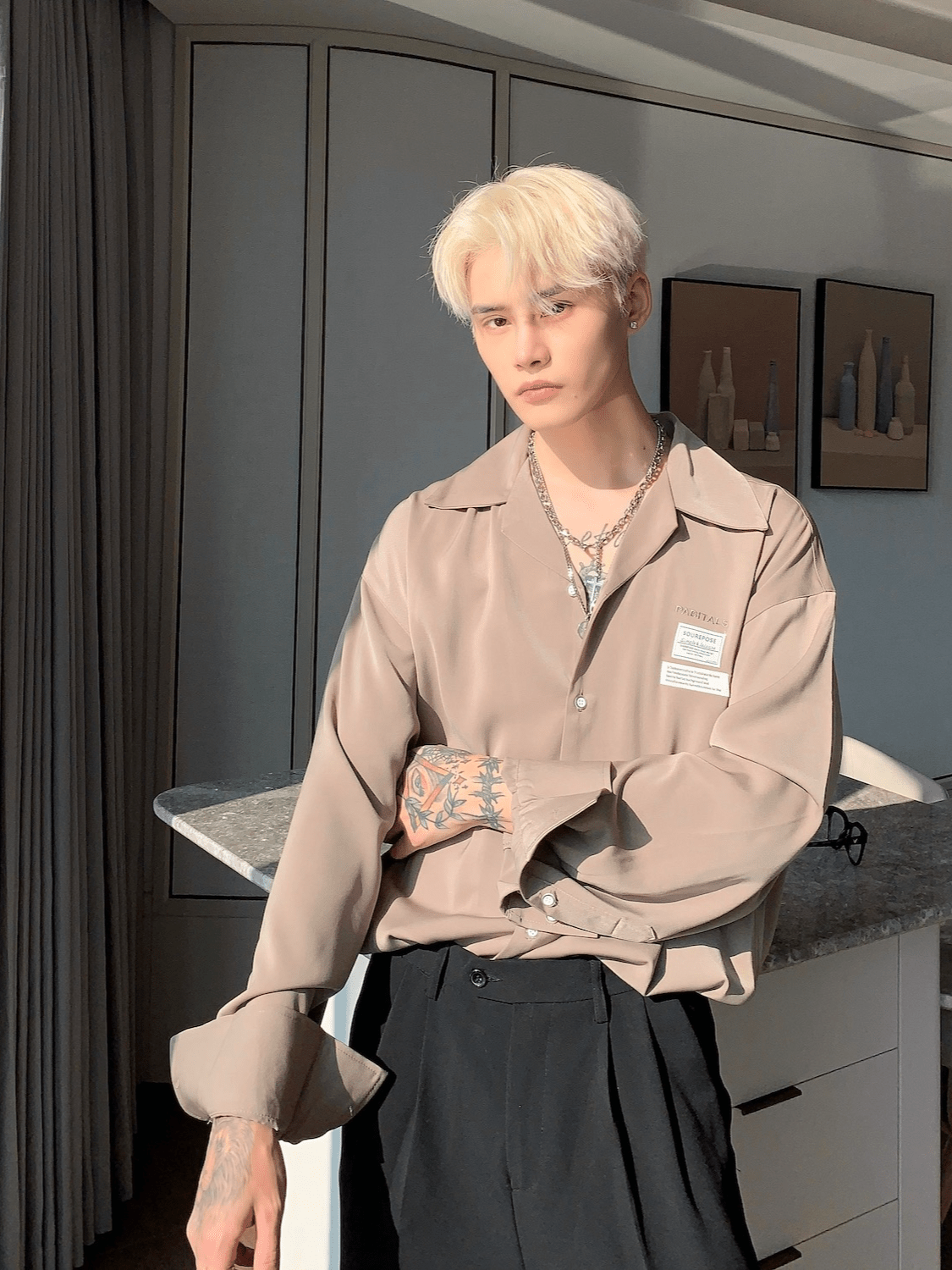 saferido [CUIBUJU] Korean loose casual drape shirt na1071