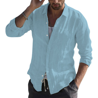 saferido      -shop men’s fashion Pure Cotton Solid Color Long-Sleeved Shirt Men's Youth Casual Cardigan Shirt Men's Coat Promotion