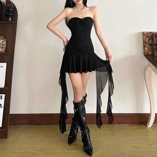 2025 style 2025 spring new women's clothing elegant solid color slim tassel hem design dress