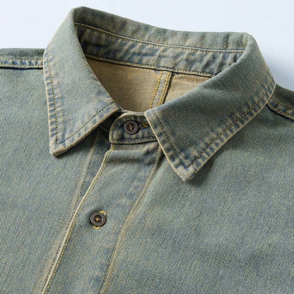 saferido 90s fashion men Frayed Star Patch Embroidered Short-Sleeved Men's Shirt Summer American Street Wash Polo Collar Button Cardigan Shirt