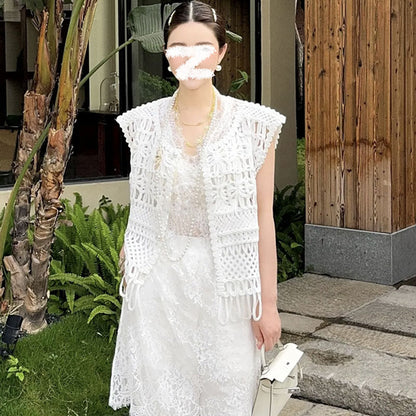 New Chinese style new Guofeng heavy industry lace design temperament long sleeve hollow v neck thin top N3027