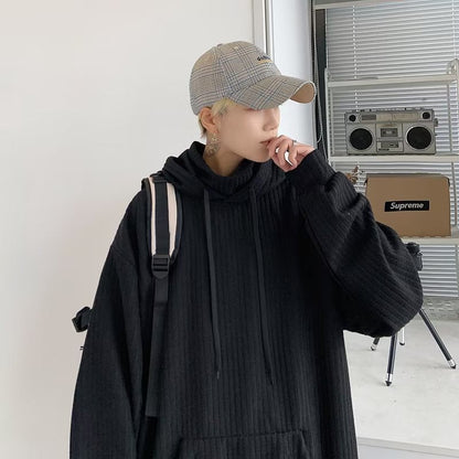 saferido mens winter fashion Turtleneck Hooded Sweater Men's Spring and Autumn Lazy Style Sweater Oversize Men's Coat