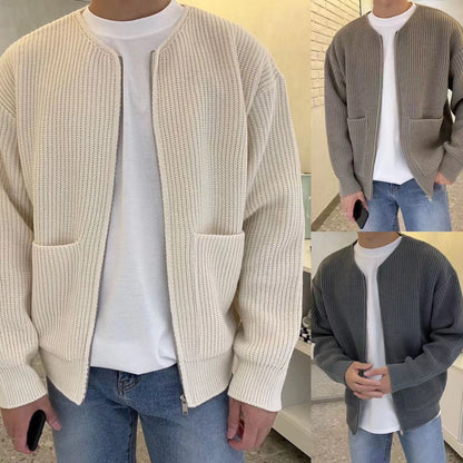 saferido      -shop mens winter fashion Autumn and Winter New Fashion Trendy Ins Trendy Knitted Cardigan Men's Solid Color Sweater Loose Casual Lazy Style
