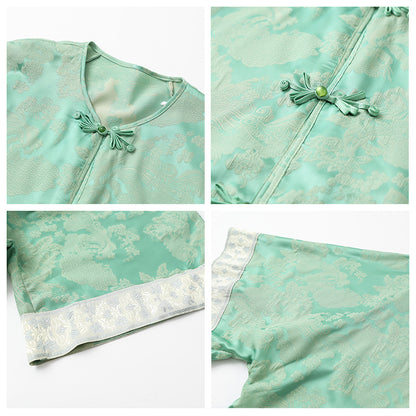 spring new Chinese style printed shirt retro celebrity temperament light luxury loose top M5007