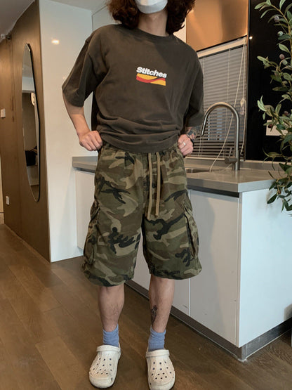 Retro workwear camouflage shorts men summer new American style trendy shorts men street couple shorts