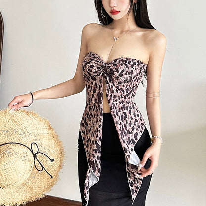 2025 style 2025 spring new women's clothing chest-wrapped mesh see-through navel vest waist-wrapped hip skirt