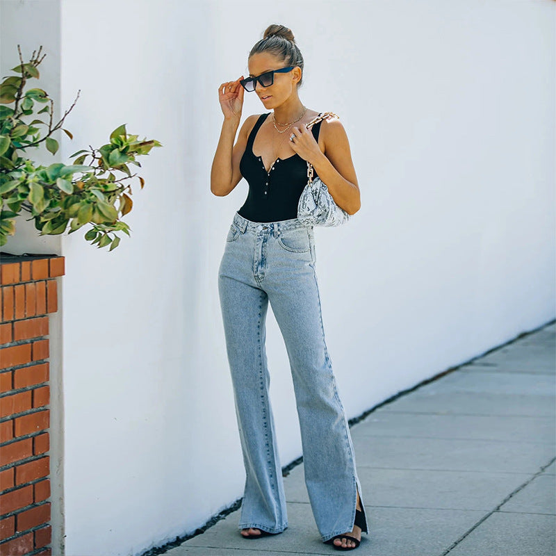 2025 summer New Popular trade independent station new casual trousers open-ended washing water women's jeans factory spot