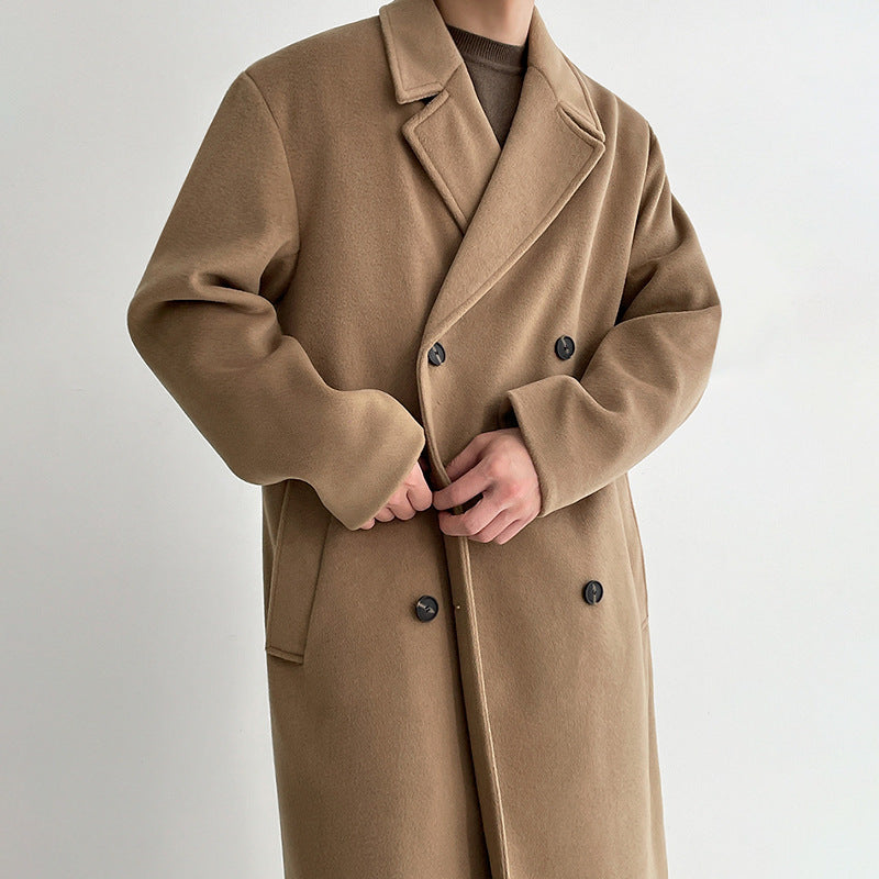 saferido      -shop boy outfits Myq Woolen Coat Men's Mid-Length Autumn and Winter Korean Style Loose High-Grade Thickened Trench Coat Woolen Coat