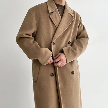 saferido      -shop boy outfits Myq Woolen Coat Men's Mid-Length Autumn and Winter Korean Style Loose High-Grade Thickened Trench Coat Woolen Coat