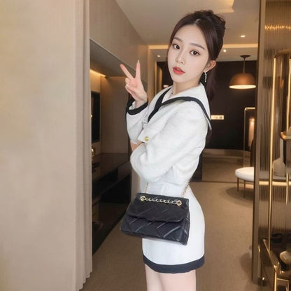popular spring and summer new celebrity style fashion suit white small suit skirt two-piece set women's L1060