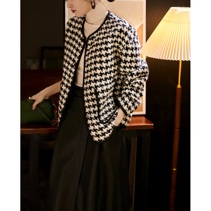 2025 Qiandongge wool small fragrant coat haute couture new  spring women's clothing short, tweed spring and autumn top