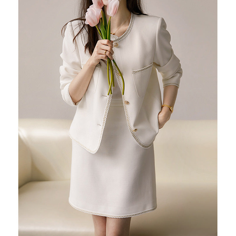 2025 Acetic acid small fragrant style celebrity style suit, spring two-piece set, high-end sense, small fragrant style coat women's clothing texture spring and autumn