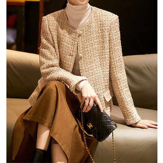 2025 Premium wool woven tweed, small fragrant jacket  light luxury 2-color women's clothing  spring short