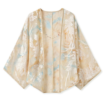 Summer  New National Style Embroidery Versatile Thin Silk Jacket New Chinese Light Luxury Cardigan Shawl N4077