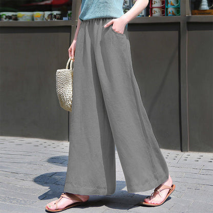 summer new temperament Popular wide-leg pants women's high waist thin pendant feeling loose casual versatile trousers