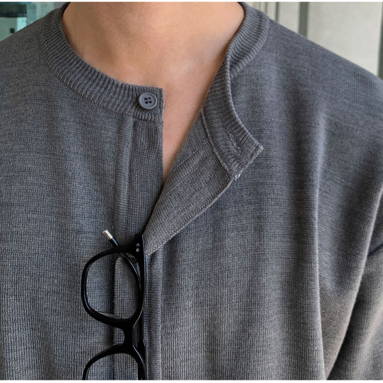 saferido starboy outfit Spring and Summer New Short Sleeve Knitted Cardigan T-shirt Men's Korean-Style Trendy Light Mature Style Loose Solid Color Half Sleeve Cardigan Jacket
