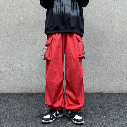 saferido boy outfits Multi-Pocket Workwear Casual Wide-Leg Pants Men's Spring and Autumn Hip Hop Ins Loose Straight Ankle-Length Pants