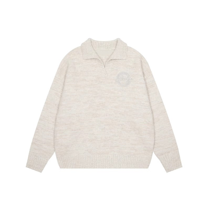 saferido outfit inspo American Retro Preppy Style Soft Glutinous Lazy Sweater Men's Autumn and Winter New Loose Lapel Couple Sweater Coat