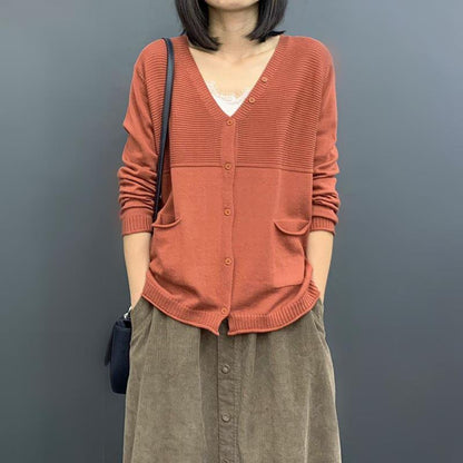 spring and autumn new Korean version of women's clothing loose and thin literary solid color long-sleeved knitted cardigan thin sweater jacket
