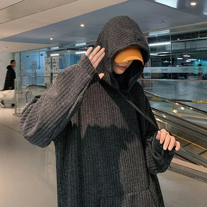 saferido mens winter fashion Turtleneck Hooded Sweater Men's Spring and Autumn Lazy Style Sweater Oversize Men's Coat