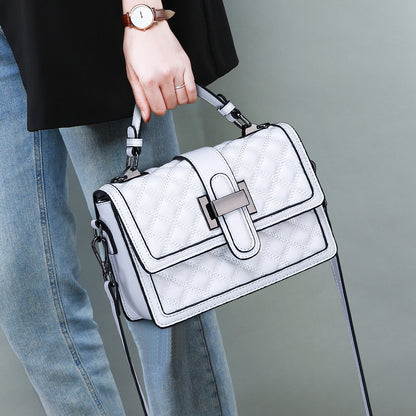 Women's bag summer first-layer leather handbag popular trendy fashion versatile texture diamond messenger bag bag
