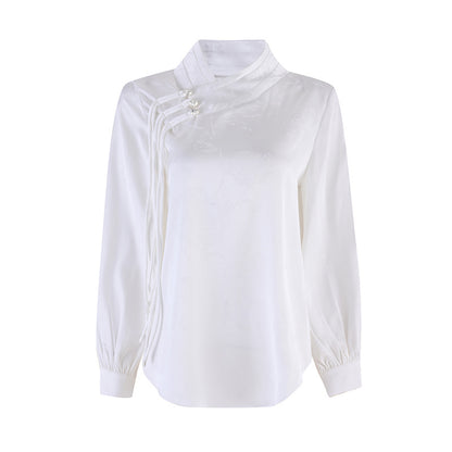 New Chinese style satin design top jacquard horse skirt high-end temperament shirt set LZ555