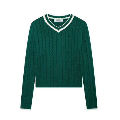 saferido      -shop classy outfits men Autumn and Winter New V-neck Short Twist Sweater Sweater Coat