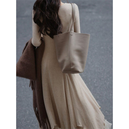 2025 [Aisi Dress Women] Autumn and winter imitation cashmere gentle temperament women's high-end knitted skirt  with coat