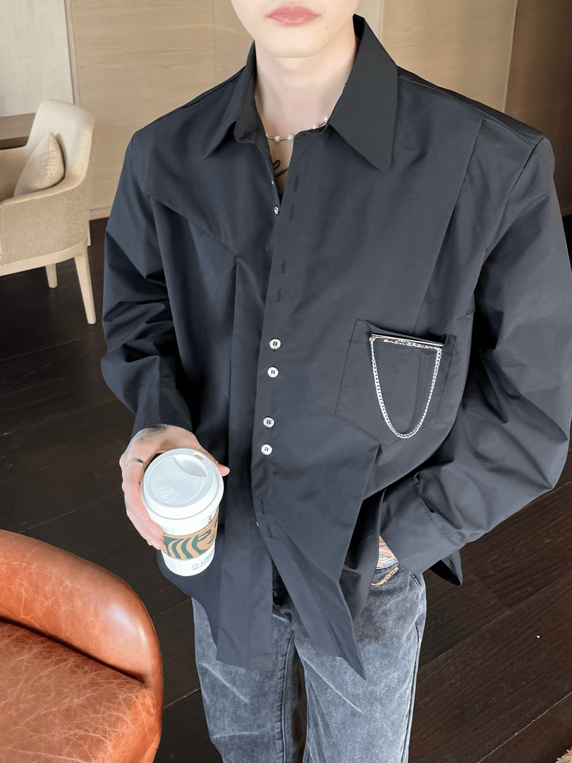 saferido [CUIBUJU] long-sleeved loose Korean version shirt na794