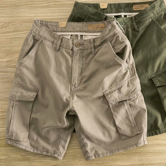 saferido boy outfits Cotton Workwear American Casual Cropped Pants Men's Fit Straight Pants Trendy Breathable Color Multi-Pocket Shorts