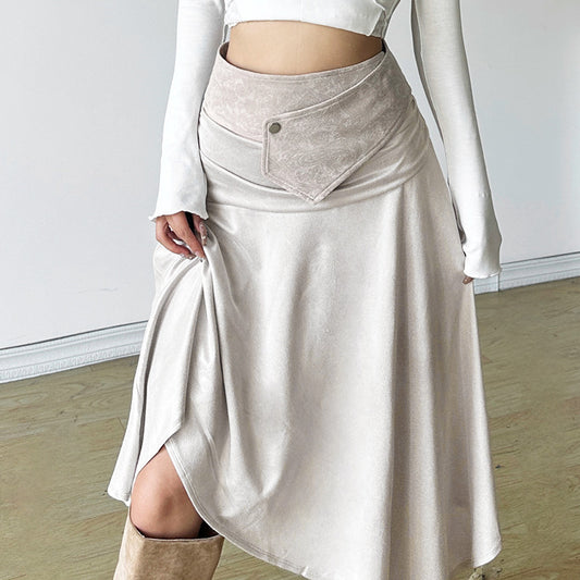 2025 style popular autumn new women's clothing high waist pleated irregular hem elegant and elegant skirt