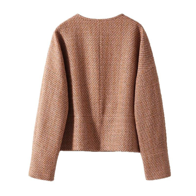 2025 Glazed pink gold new Chinese style, small fragrant wind coarse flower short coat, national style women's clothing  spring women's top short