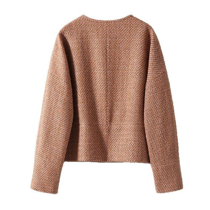 2025 Glazed pink gold new Chinese style, small fragrant wind coarse flower short coat, national style women's clothing  spring women's top short