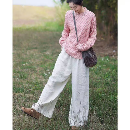 Floral literary and artistic style printed shirt  summer new pastoral small clear temperament retro shirt top women
