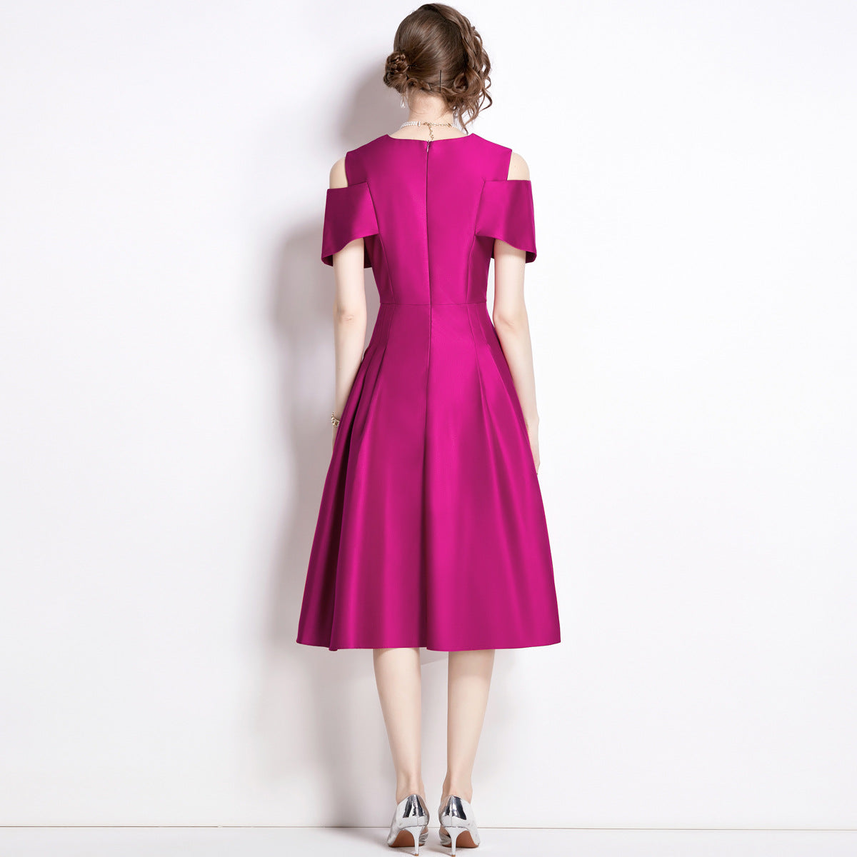 Popularan women's clothing elegant temperament waist off the shoulder big swing dress popular new celebrity fashion Popular style evening dress