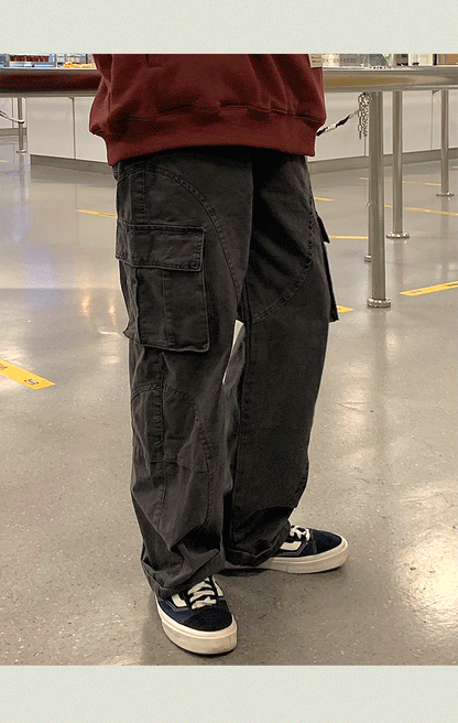 saferido fall outfits men Retro Men's and Women's Pocket Trendy Casual Pants Trousers Loose American Straight High Street Overalls Pants