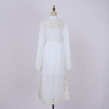 popular autumn and winter new lace style new fashion temperament collar splicing design hollow long sleeve waist dress