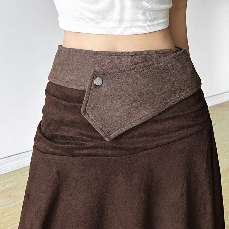 2025 style popular autumn new women's clothing high waist pleated irregular hem elegant and elegant skirt