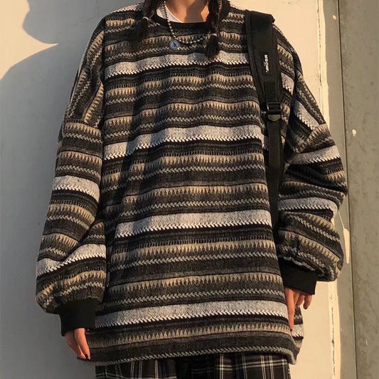 saferido mens fall fashion American Retro Loose Sweater Long Sleeve Men's and Women's High Street Ins Japanese Style Non-Gender Wear Wool Sweater